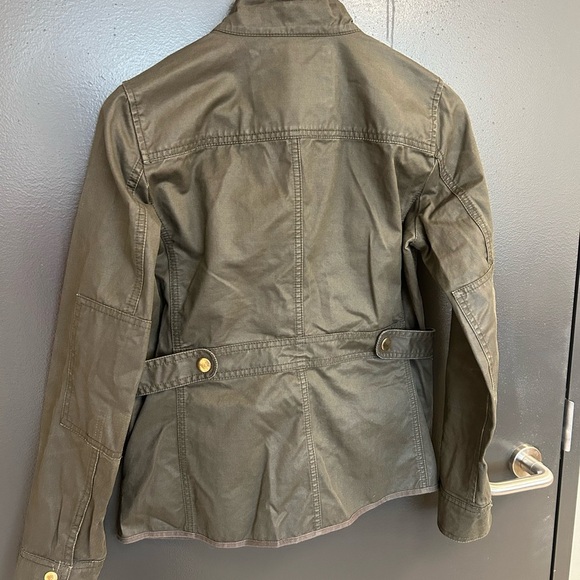 J. Crew S EUC Olive Green waxed barn coat field coat jacket- classic/equestrian - Picture 3 of 13